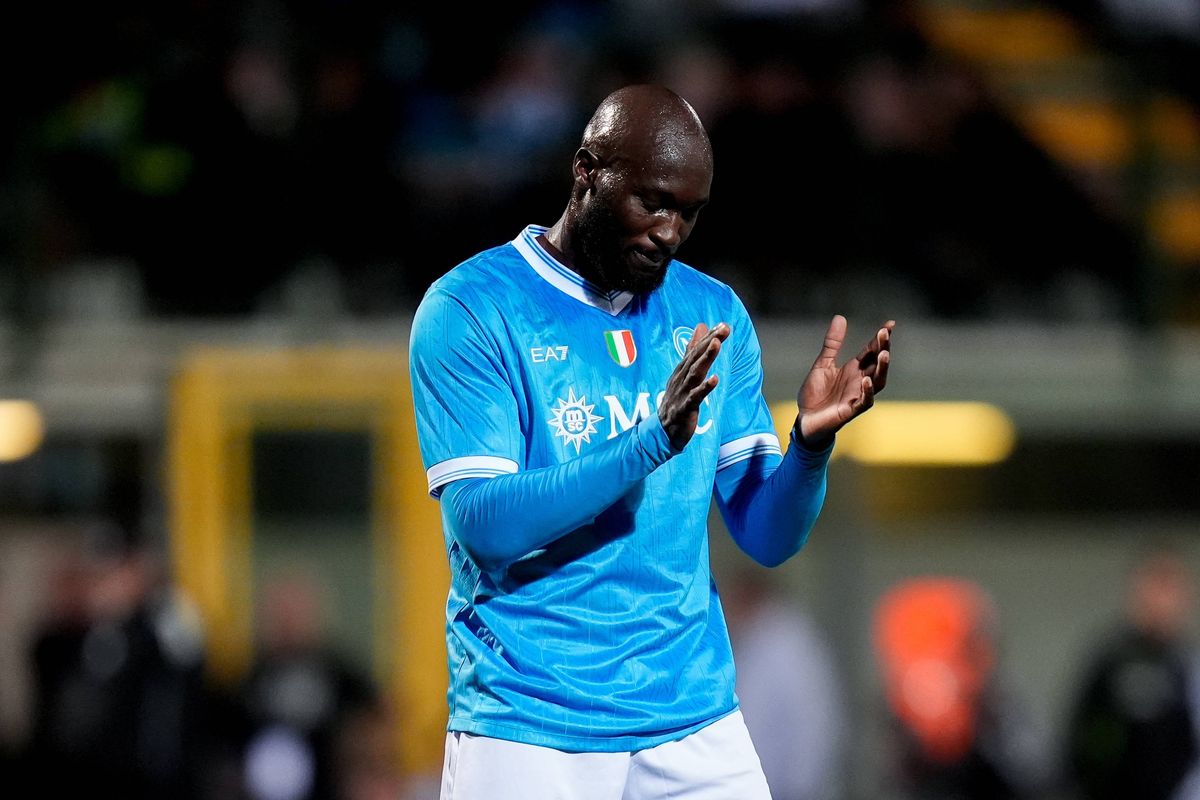 SSC Napoli's Romelu Lukaku looks dejected during the Pre-Season friendly match between SSC Napoli and Brest at the Stadio. "Teofilo Patin" on August 3, 2025 in Castel di Sangro, Italy. (Photo by Giuseppe Maffia/NurPhoto via Getty Images)