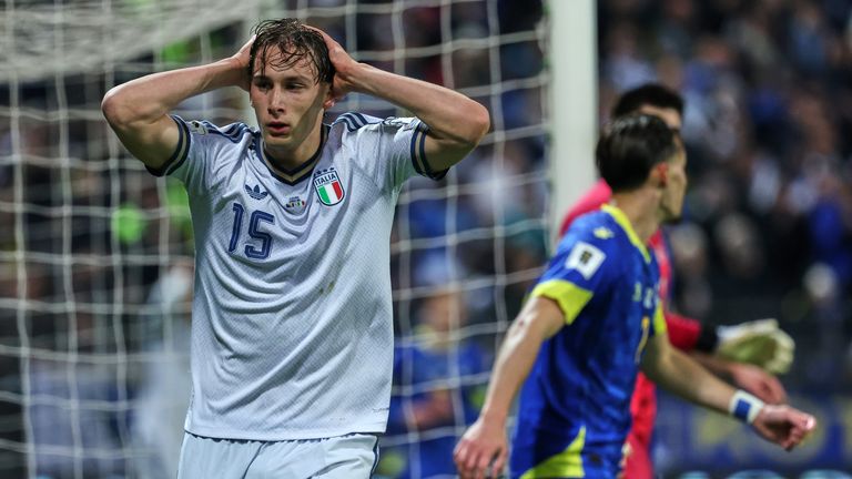 Italy's Francesco Pio Esposito missed the shootout as his country failed to qualify for the World Cup.