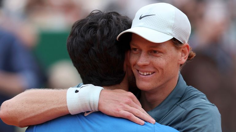 Jannik SInner and Carlos Alcaraz tied after the final at the Monte-Carlo Masters