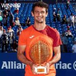 Mariano Navone celebrates after beating Daniel Merida Sunday for the Bucharest title.